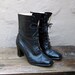 Vintage Black Leather High Heel Granny Boots Size 7