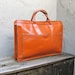 Vintage Orange Tan Glazed Leather Satchel Briefcase