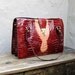 SALE Vintage Crocodile Embossed Wine and Cream Patent Leather Tote Purse