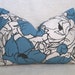 SALE - Sketch Flower Decorative Pillow - Light Blue - Natural - 12x18 inch - BOTH SIDES - Lumbar Pillow - Accent Pillow - Floral Pillow