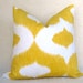Ogee Ikat Decorative Designer Linen Pillow - Yellow and White - 20 inch - IKAT - Decorative Pillow - Ikat Pillow - Designer