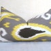 Dwell Studio - Decorative Designer Ikat Linen Pillow - Yellow - Taupe - Chocolate Brown - 10x18 - Throw Pillow - Accent Pillow - Lumbar