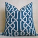 SALE - Designer Decorative Pillow - 18 inch - Peacock Blue Turquoise - Fretwork Lattice Pillow - Trellis Pillow - Throw Pillow