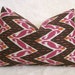 Zig Zag Ikat Decorative Designer Pillow - Brown - Magenta - Fushcia - Orange - 12x18 inch - Chevron Pillow - IKAT - Accent Pillow - Linen