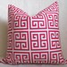 Designer Decorative Greek Key Pillow Cover - Hot Pink and White - 18 inch - BOTH SIDES - Decorative Pillow - Throw Pillow - Fuchsia - Magen