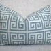 Designer Decorative Greek Key Pillow - Squares - Light Blue and Cream - 12x18 inch - BOTH SIDES - Decorative Pillow - Lumbar Pillow