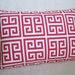 Designer Decorative Greek Key Pillow - Hot Pink and White - 12x18 inch - BOTH SIDES - Decorative Pillow - Throw Pillow - Fuchsia - Magenta