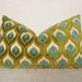 Peacock - Decorative Designer Pillow - 13x22 inch - Peacock Blue - Chartreuse - Turquoise - Teal - Olive - Lumbar Pillow - Throw Pillow