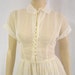 Vintage 40s 50s Sheer Flocked Dress / 1940s 1950s Ivory Peter Pan Collar Dress / Feminine Mad Men Dress 4 6