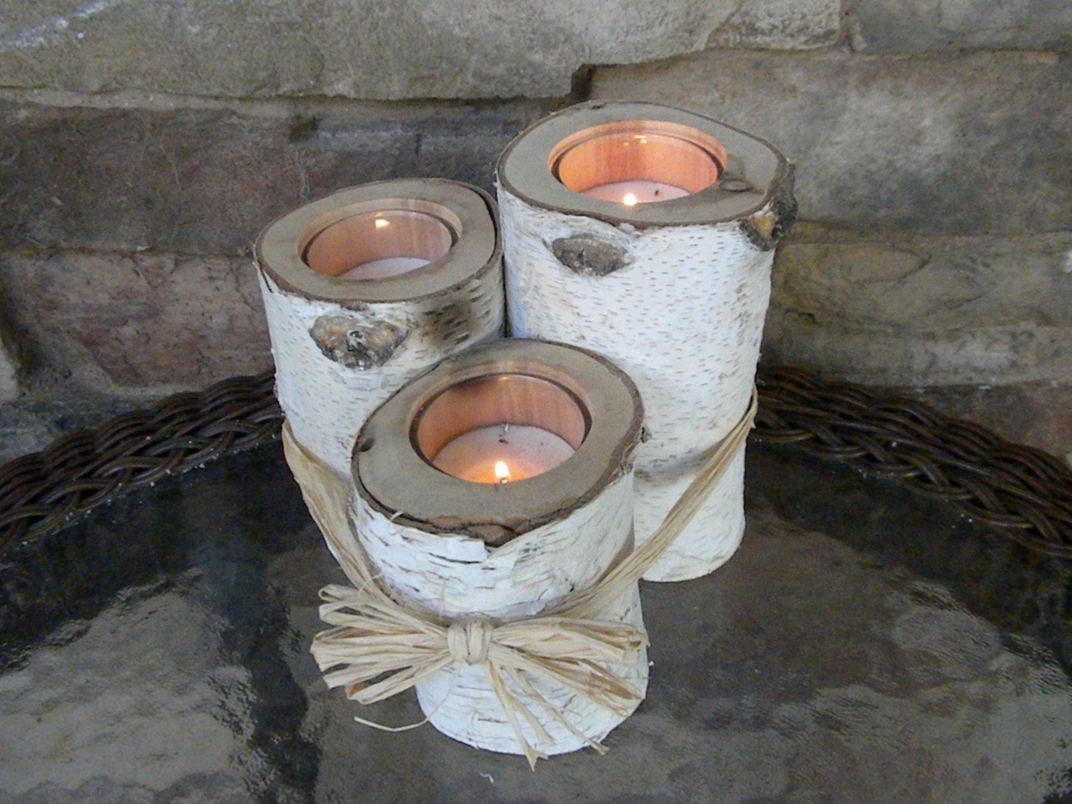 White Birch Votive Candle Holders Perfect for Weddings