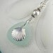 Sea Glass Necklace Aqua With Pearl And Sea Shell Sterling Silver
