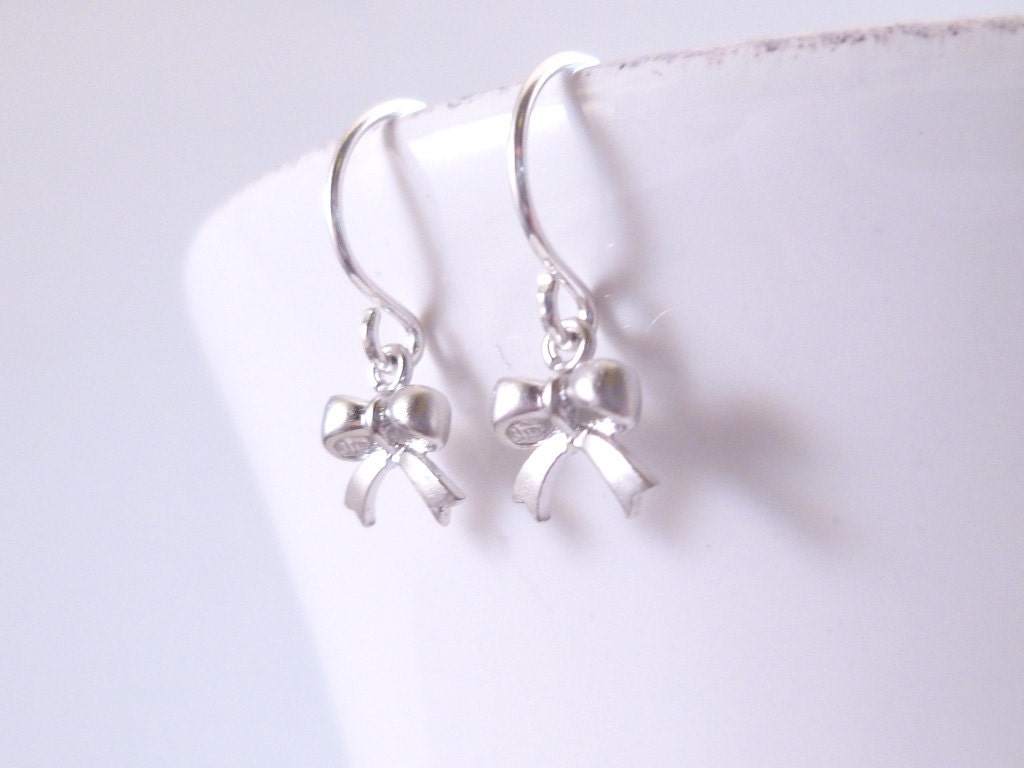 tiny silver bow earrings extra small miniature tied ribbon tiny silver bow earrings extra small miniature tied ribbon