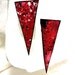 Whitney Houston red - Hand Painted Canvas Earrings - Triangle Shaped - Red with Black and White Splashes
