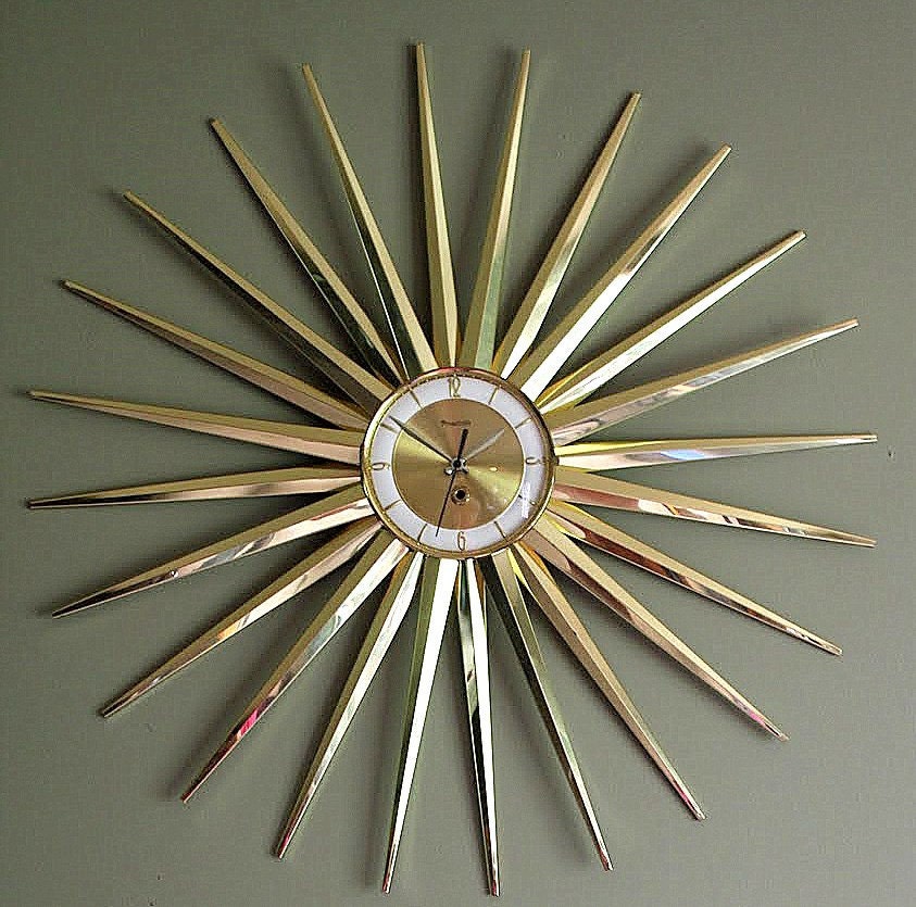 Vintage Starburst Clock. Mid Century Modern Eames Era Atomic