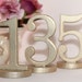 MINI Gold Table Numbers - Wooden Table Numbers for Weddings on Wood Bases - 5" Tall, Metallic and Shimmering