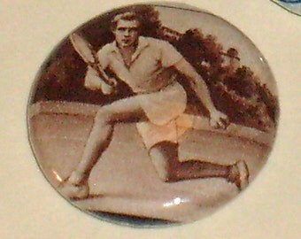 San Marino Tennis Player 1960 Olympics 1inch Pinback Button Vintage Postage Stamp OOAK