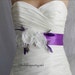 Wedding Sash Ivory Grace Bridal Sash - Violet and Ivory Flower and Feather Bridal Sash Belt