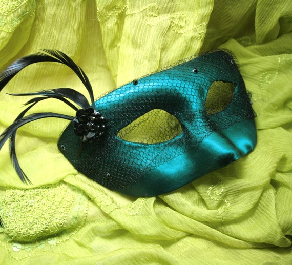 Teal Madam Masquerade Mask
