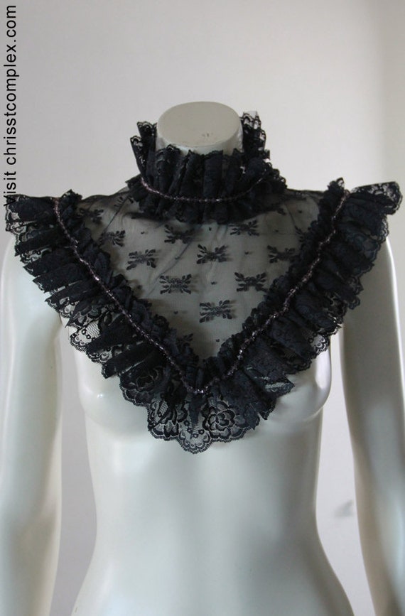 Items similar to Lace Collar Detachable Neck Piece Steampunk Black ...