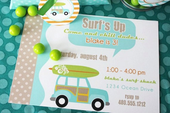 PRINTABLE PARTY INVITATION - Surfer Dude Collection Il_570xn