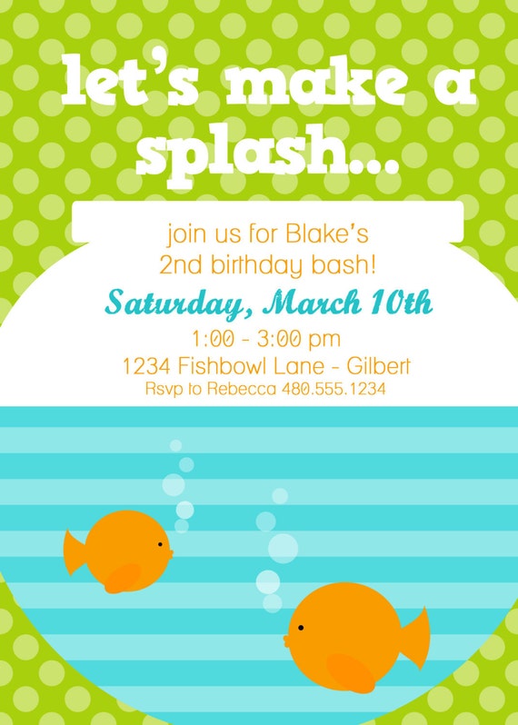 PARTY PRINTABLE - Goldfish Birthday or Baby Shower Invitation - Petite Party Studio Il_570xn