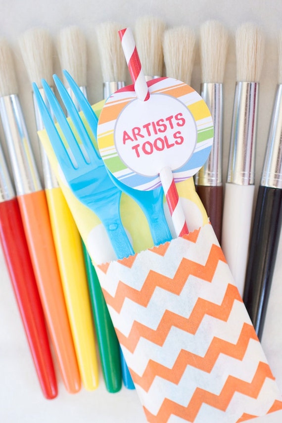 Rainbow Art Paint Party - Printable Labels by Petite Party Studio Il_570xn