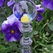 Flameworked Glass Garden Stake with Floral Implosion