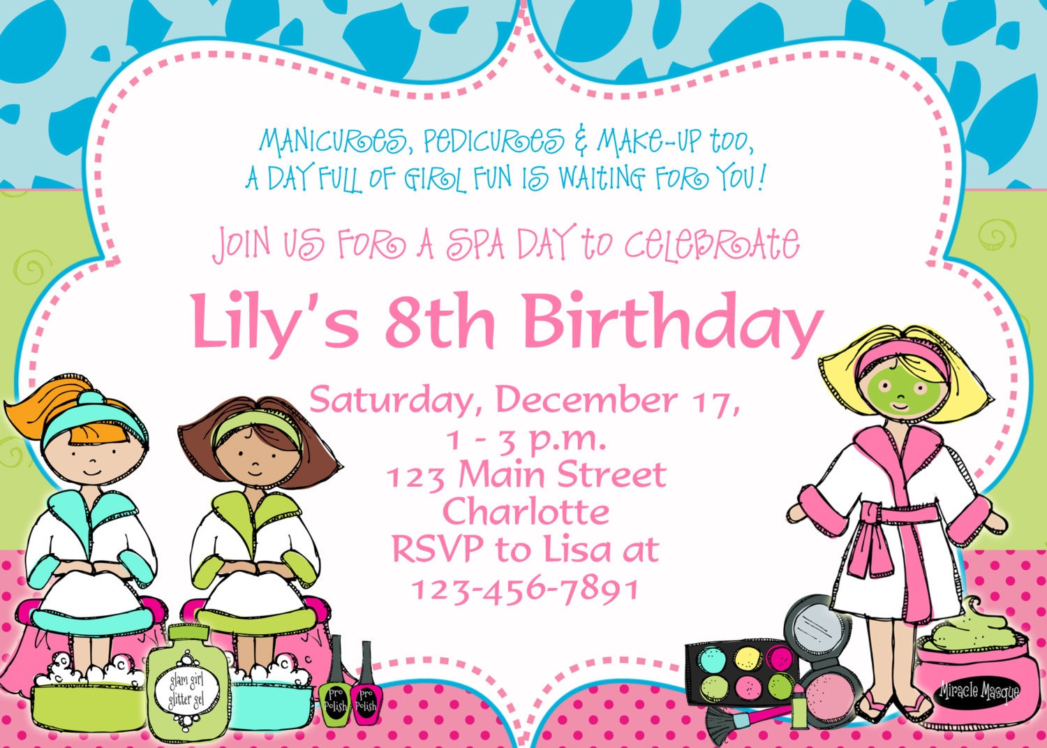 Spa Birthday Party Invitation Spa Birthday by 