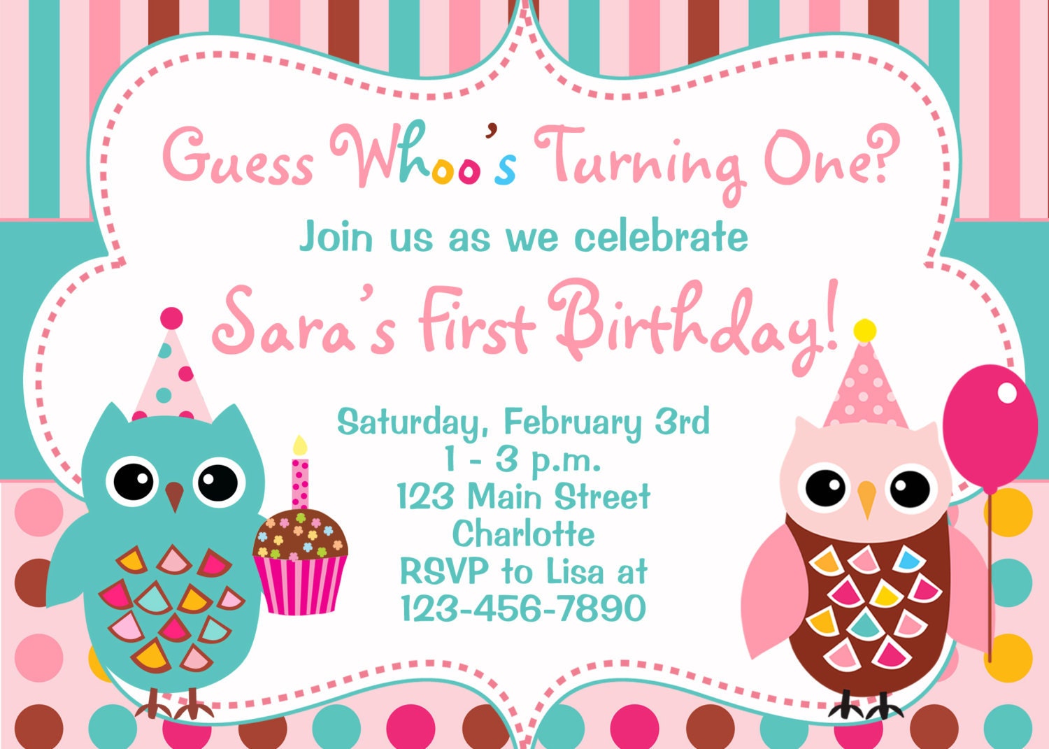 Owl Birthday Invitation birthday owls cupcake you print