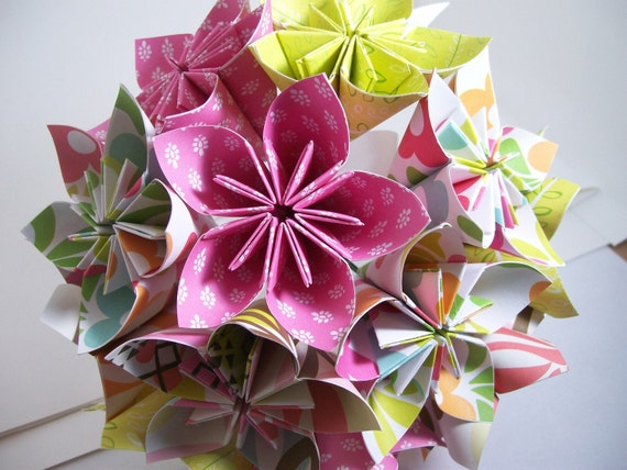 Origami Paper Flowers Spring Bouquet Wedding