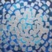 ORIGINAL FLOWER abstract painting 18"x18" blue silver textured painting by devikasart on Etsy