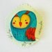 colorful owl, wooden brooch hand made in Italy