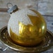 Christmas Gold Shiny Brite Mica Snow Capped Ornament Made In The USA