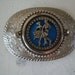 Vintage Belt Buckle Square Dancers Blue an Silver