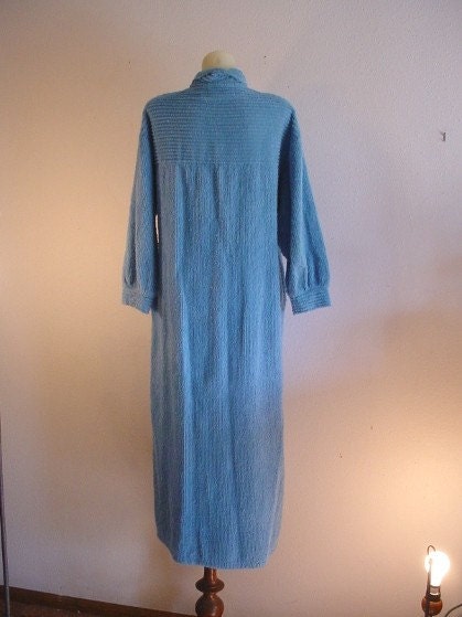 vtg Stan Herman chenille robe zip front medium blue size PM