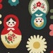 Matryoshka Babushka Fabric in Black by Kokka Japan Fabrics - 1 Yard