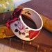 StayGoldMaryRose - Stunning deep ruby red and white rose cluster pattern teacup bracelet with dark ruby red hand made satin bow.