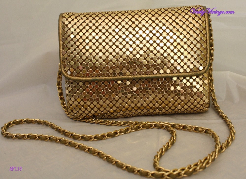 Gold Mesh Evening Purse-Vintage Antique-Metal Gold Mesh