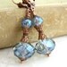 Pale Blue Earrings - faceted Czech glass beads with copper filigree in a Victorian Style