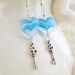 My Blue Valentine - Blue Heart and Key earrings - Steampunk Earrings