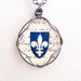 Fleur de lis Pendant on a Blue Crest - unisex - fleur-de-lis necklace - Ready to ship