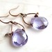 Alexandrite Earrings in a Romantic Industrial Style - Copper with patina green & pale purple briolettes - african violets