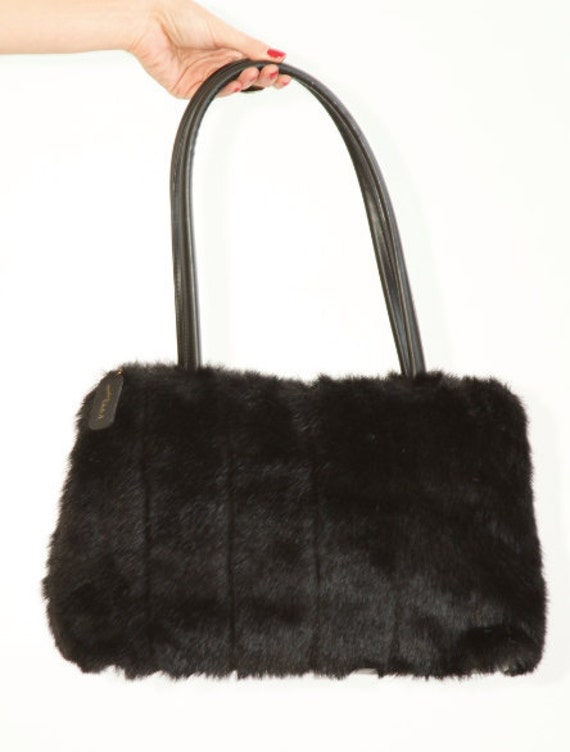 faux fur black bag
