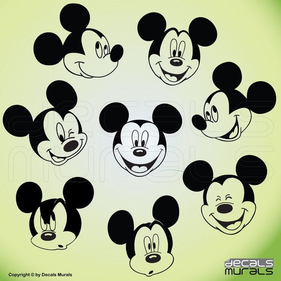 Wall Decals MICKEY MOUSE inspired 7 Various Faces by decalsmurals