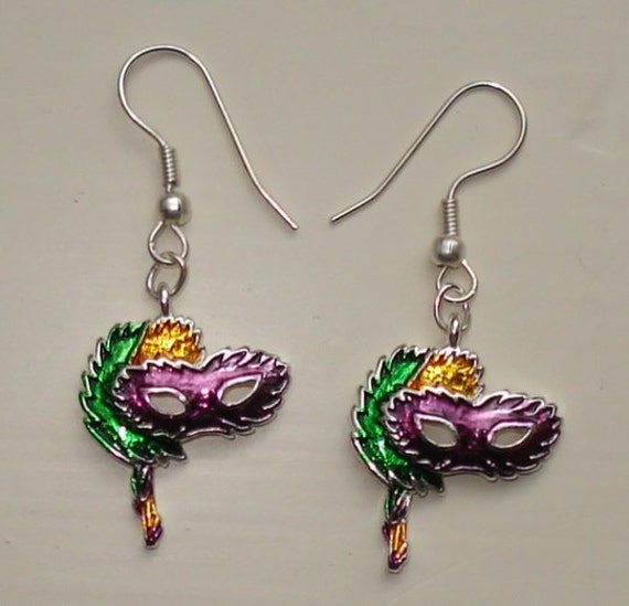 faux leather mardi gras earrings