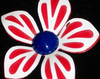 Vintage Red white and Blue flower