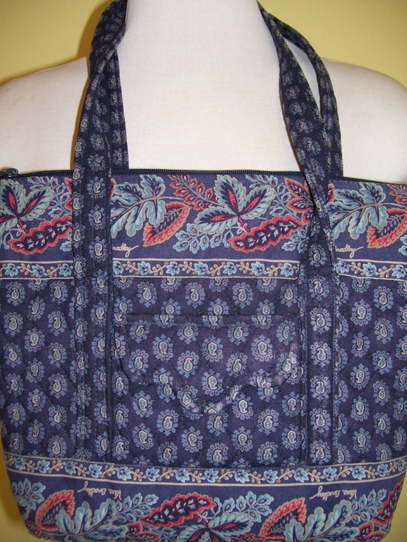 Vintage Vera Bradley Paisley Purse Tote Dark Blue by FieldsofWheat