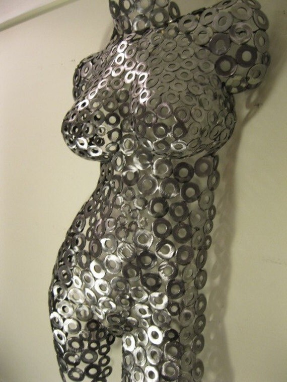 Abstract Modern Metal Wall Art Sculpture Torso Nude by Holly