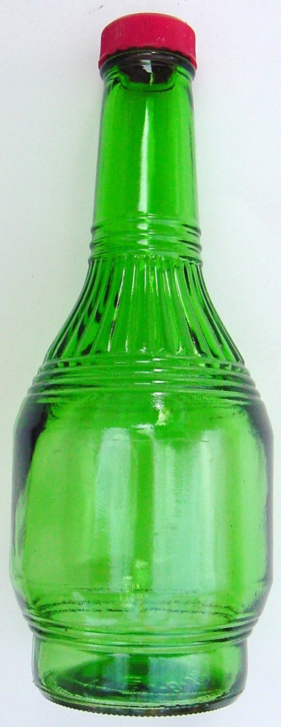 vintage VINEGAR BOTTLE dark green glass