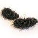 RESERVED - Textile Earrings Oval Black Lame Shaggy, Fringed, Frayed, Fluffy